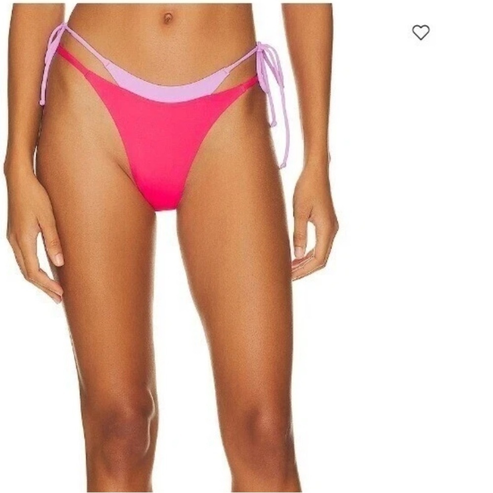 L Space Fused Mackena Bitsy String Bikini Bottom Hot Cherry Jewel Large‎ NWT